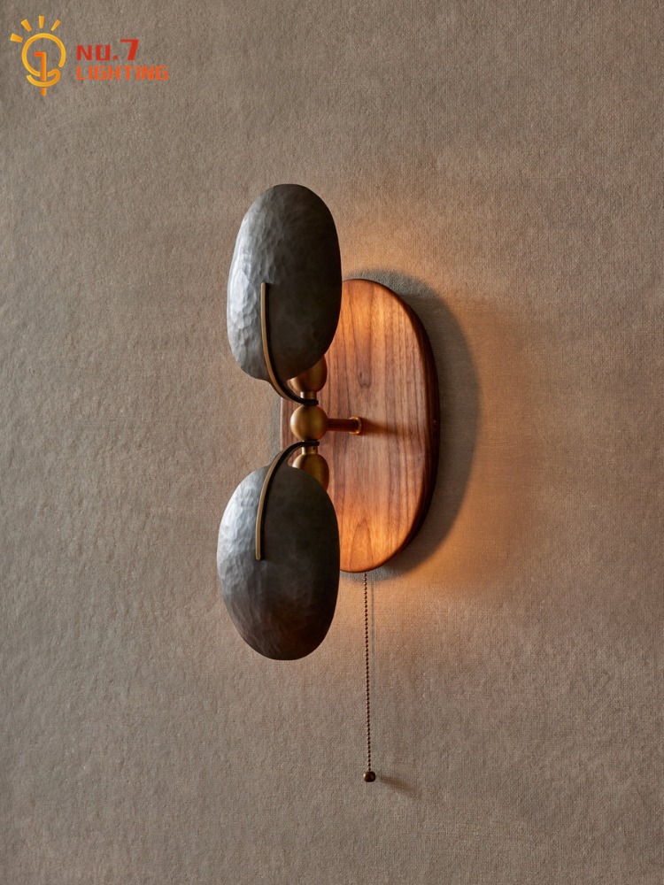 Interior Design Studio - Amerikanische Retro-Wandleuchte aus Massivholz und Kupfer,