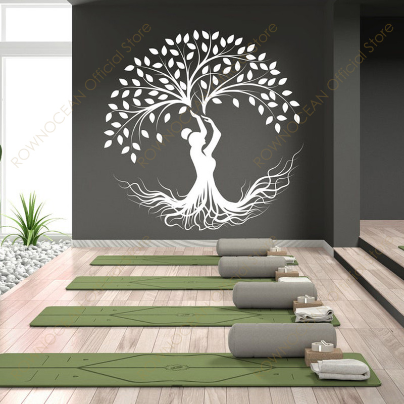 Interior Design Studio - Kreatives Design, Yoga-Baum-Wandaufkleber, Vinyl, Heimdekoration, Innenraum,