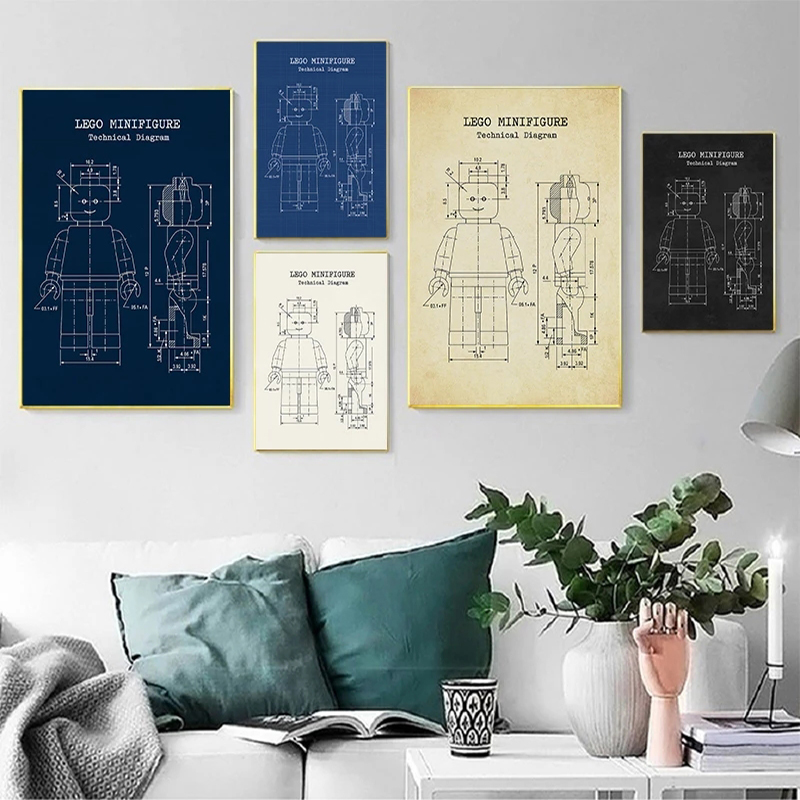 Interior Design Studio - Legos Man Patent Vintage Poster, Spielzeug-Wandkunst