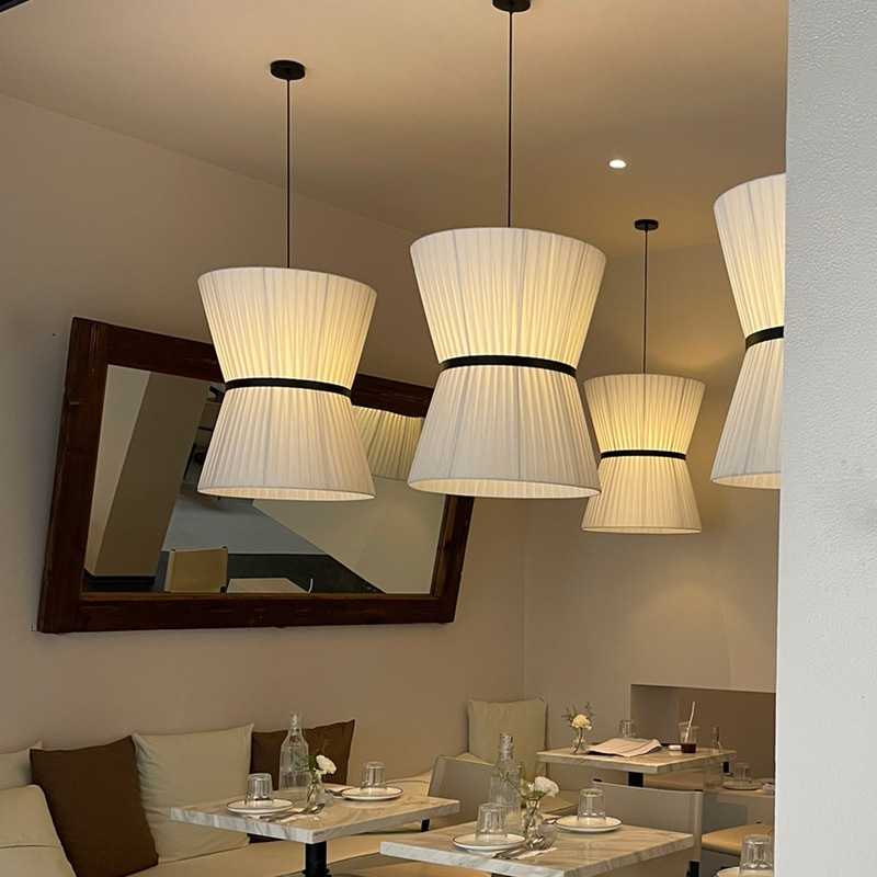 Interior Design Minimalist - Moderne Designer Minimalistische Stoff-LED-Pendelleuchte Restaurant Wohnzimmer